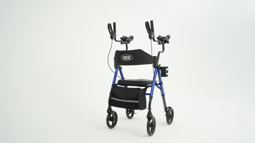 Upright Foldable Rollator Walker VOCIC Z22 With Armrests Lightweight 8” Wheels